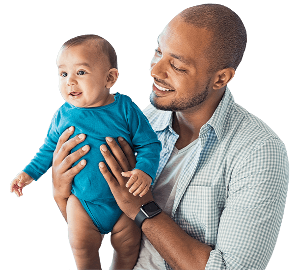 Father holding his smiling infant