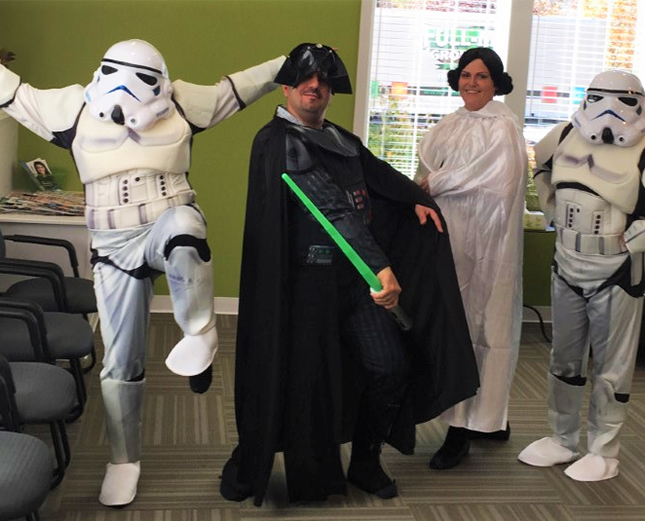 Team members dressed as star wars characters