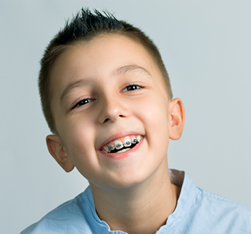 Young boy with braces